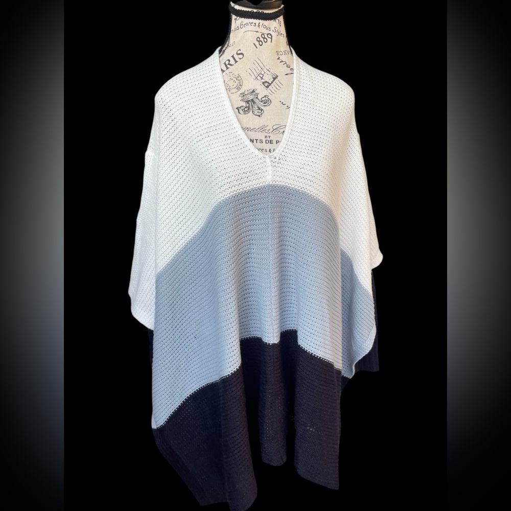 ALYA Colorblock V-Neck Sweater Poncho womens XL